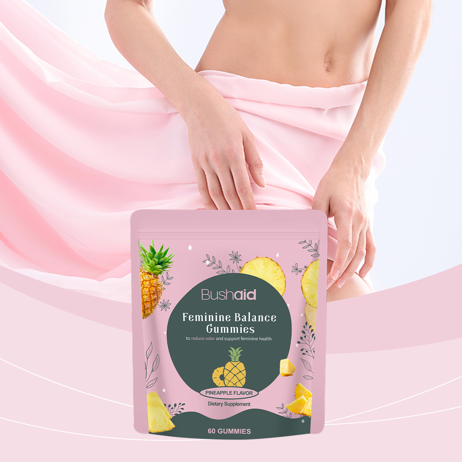OEM维生素C（抗坏血酸）菠萝果粉嗜酸乳杆菌温和膳食软糖 女性专用 改善骨骼