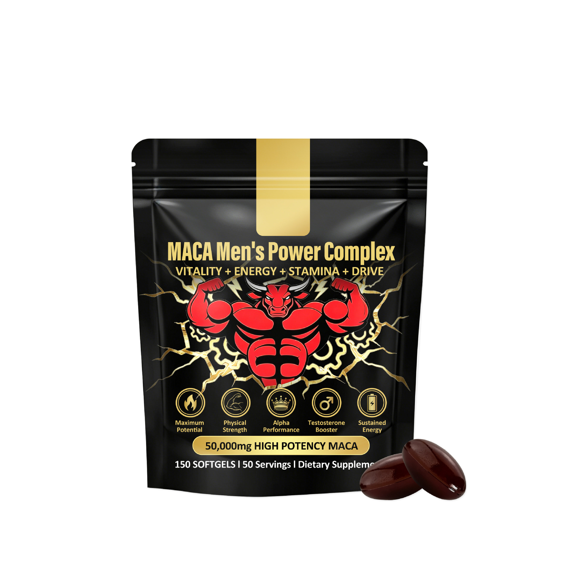 优质易吞咽软胶囊，含天然玛卡根复合物，用于日常膳食营养